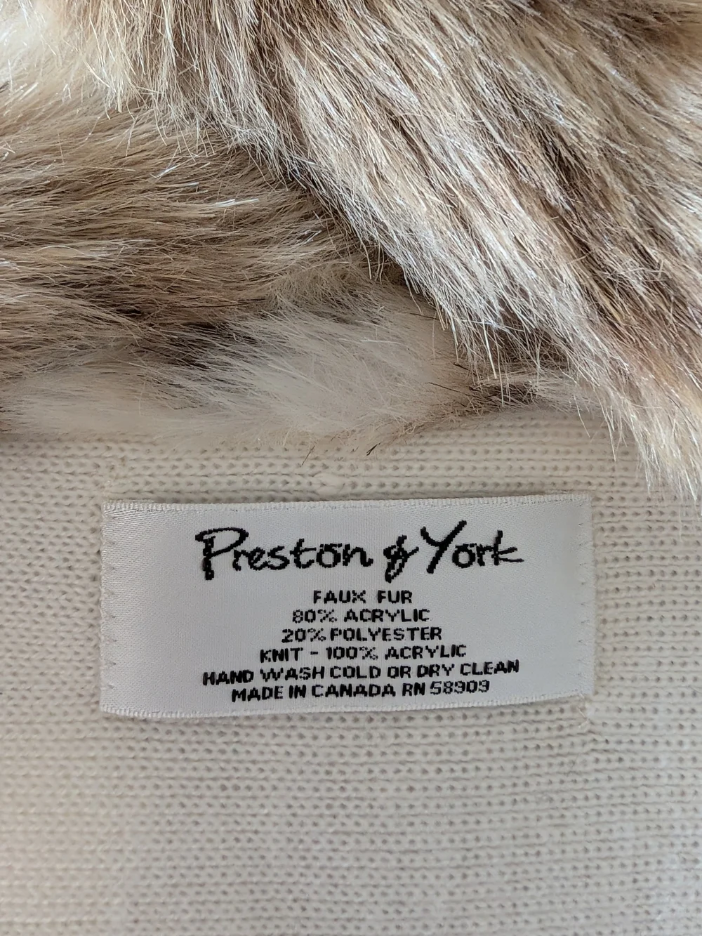 Dillard's Preston & York Faux Fur Scarf in Cream and Brown